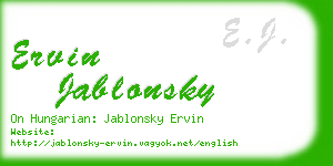 ervin jablonsky business card